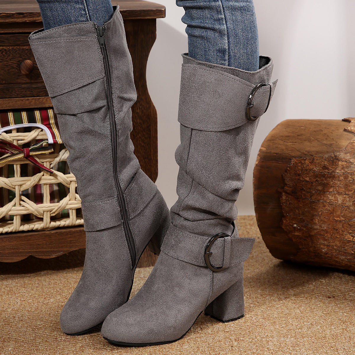 Elizabeth Ainsley Beltbuckle Boots - Chunky Heel Comfort
