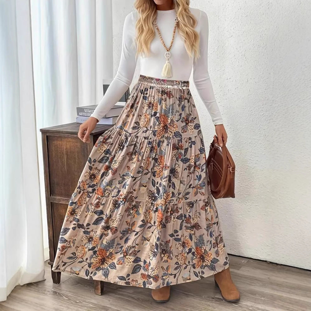 Bohemian Floral Elizabeth Ainsley Midi Skirt