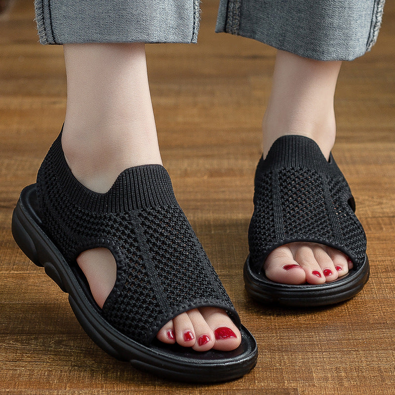 Breathable Knit Flat Sandals by Elizabeth Ainsley