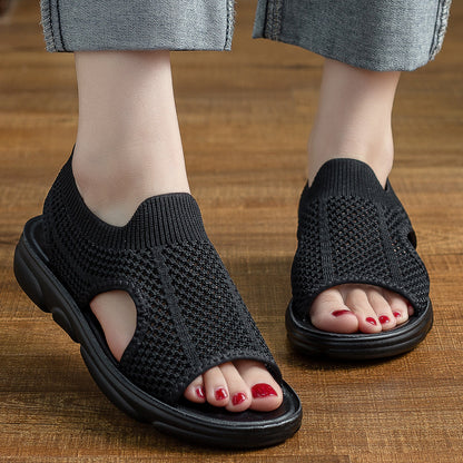 Breathable Knit Flat Sandals by Elizabeth Ainsley