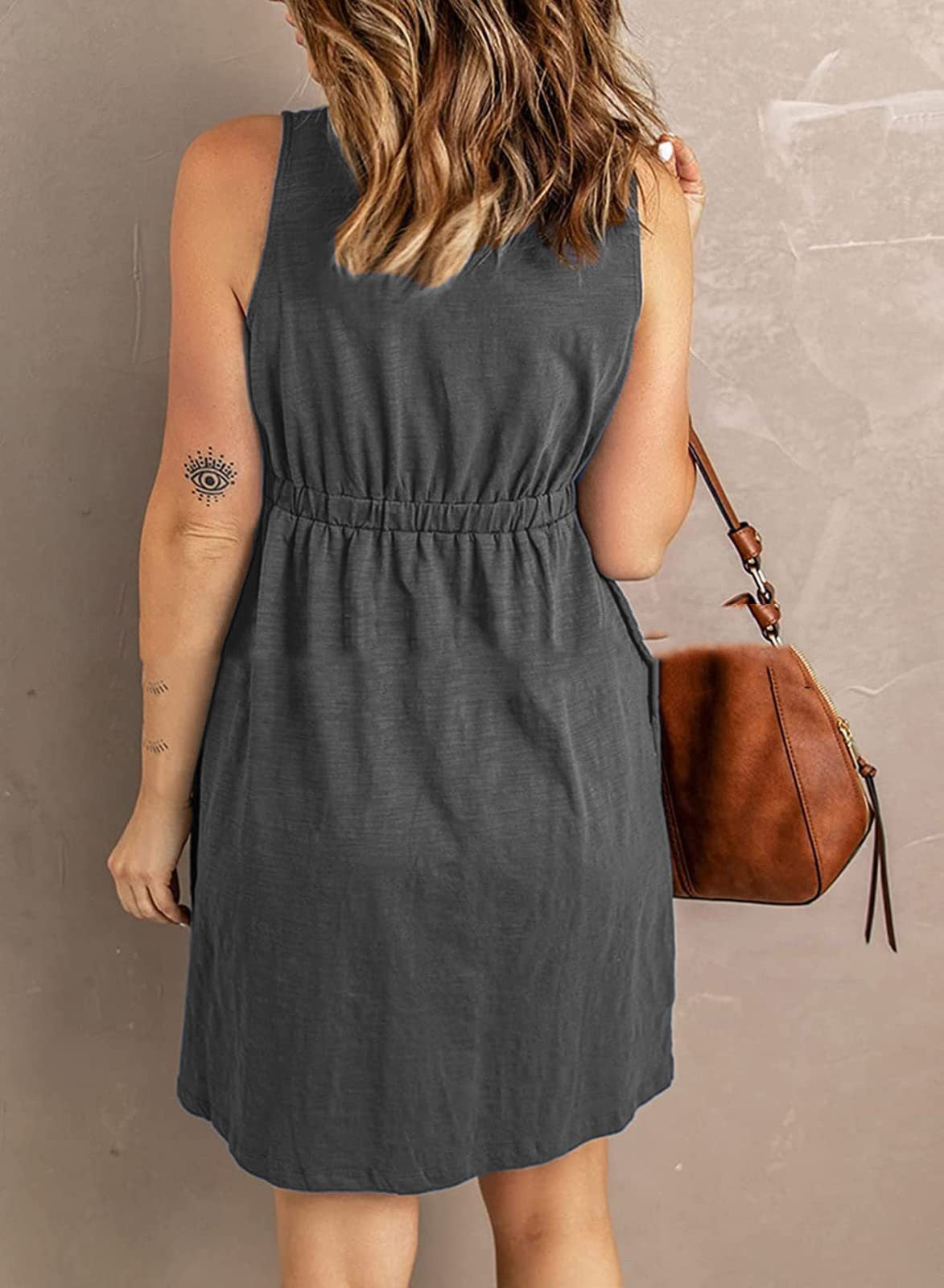 Floral Button V-Neck Dress by Elizabeth Ainsley