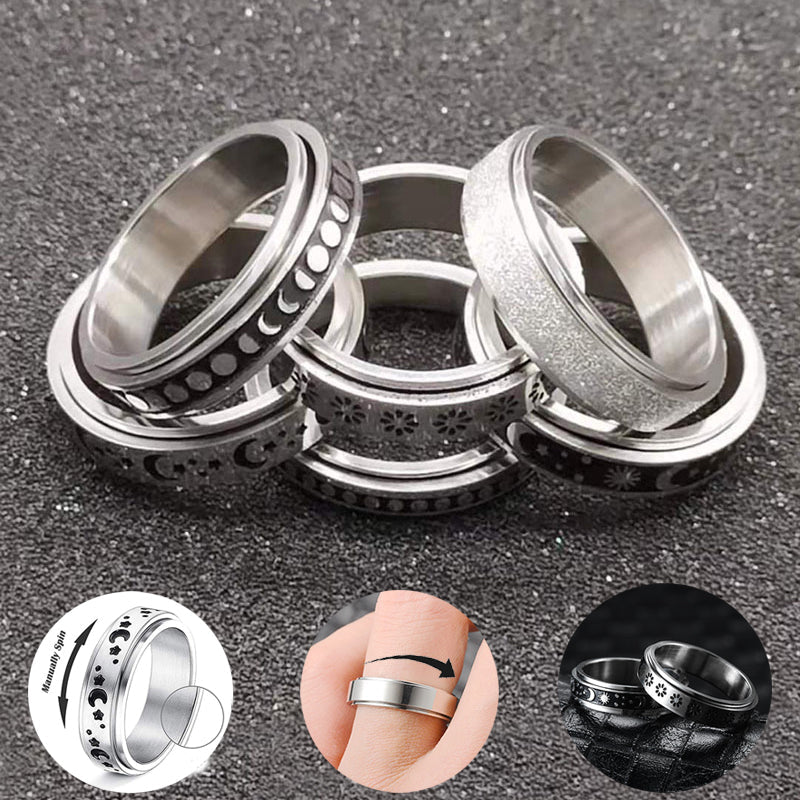 Minimalist Stainless Steel Band Ring – Engraved & Polished Finish