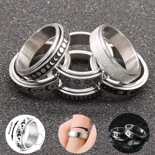 Minimalist Stainless Steel Band Ring – Engraved & Polished Finish