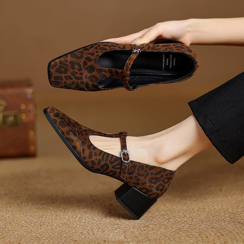 Vintage Leopard Chunky Pumps by Elizabeth Ainsley