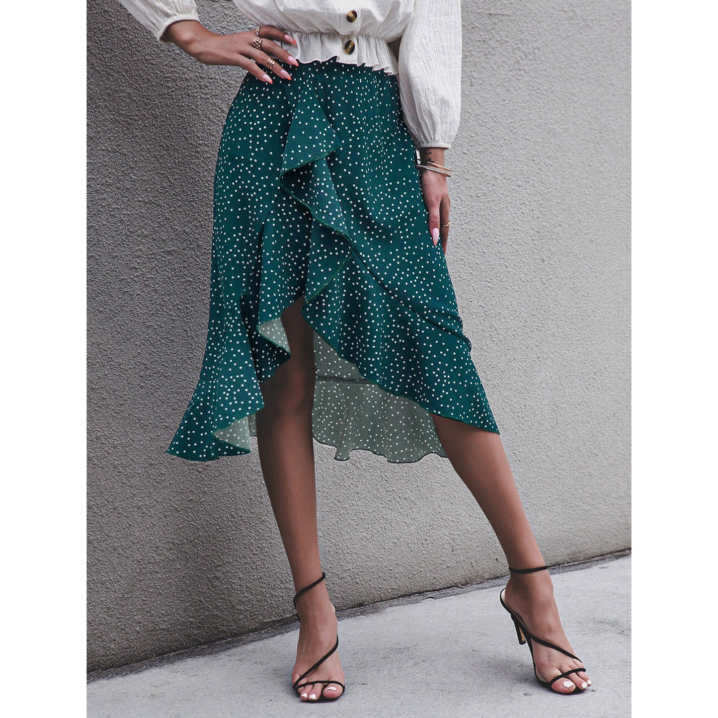 Elegant Ruffle Polka Dot Skirt by Elizabeth Ainsley