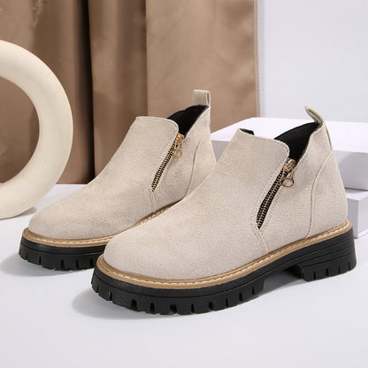 Elizabeth Ainsley Suede Ankle Boots - Side Zipper Comfort