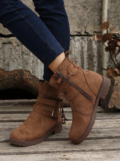 Elizabeth Ainsley Short Boots - Side Zipper, Low Heel
