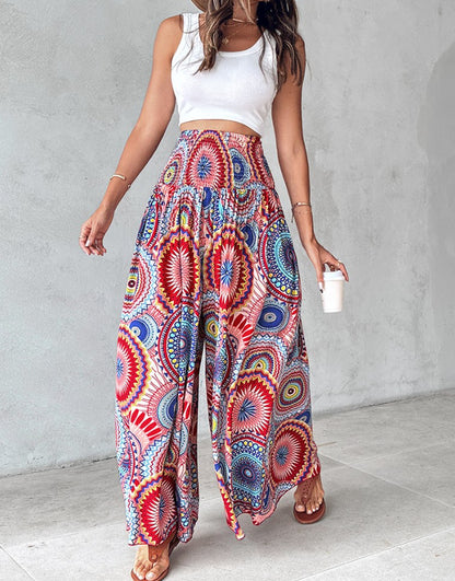 Retro Floral Wide-Leg Pants by Elizabeth Ainsley