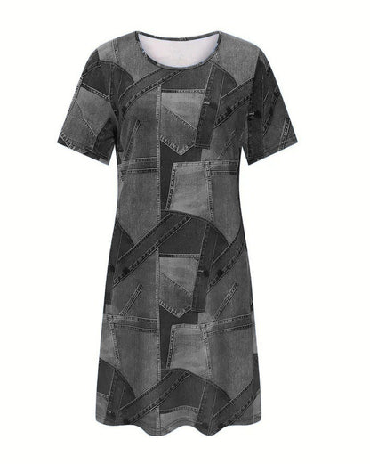 Chic Denim Print Elizabeth Ainsley A-Line Summer Dress