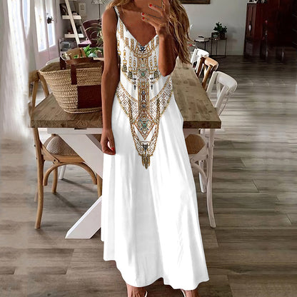Boho Printed Elizabeth Ainsley Summer Maxi Dress