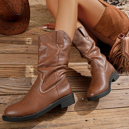 Elizabeth Ainsley Pleated Leather Boots - Midcalf Comfort