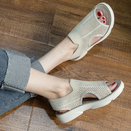 Breathable Knit Flat Sandals by Elizabeth Ainsley