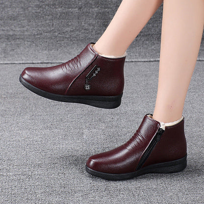 Elizabeth Ainsley Fleece-Lined Leather Shoes - Flat Comfort