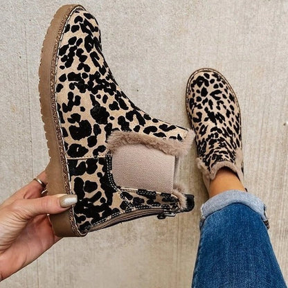 Elizabeth Ainsley Leopard Suede Boots - Warm & Supportive