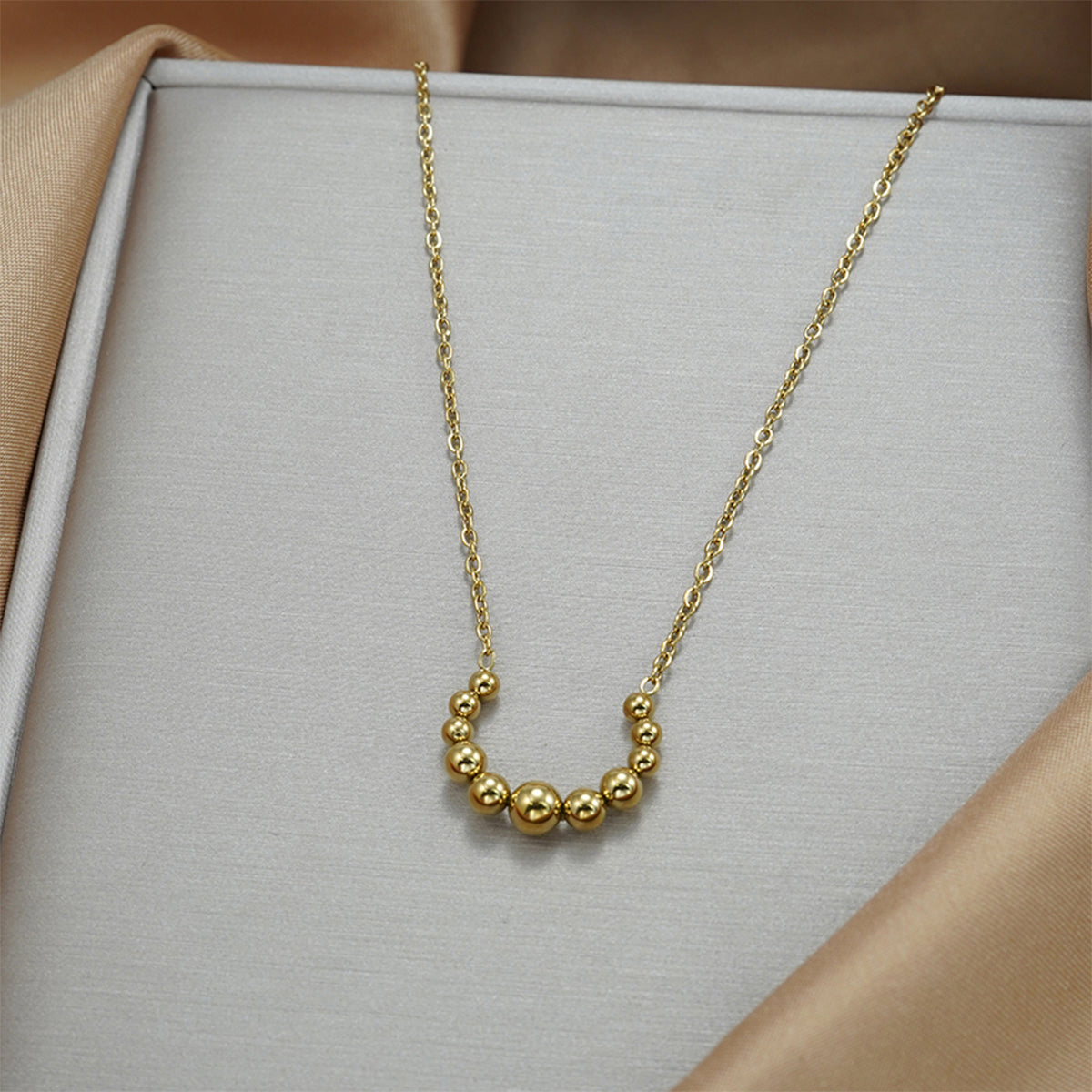Beaded Curve Necklace & Matching Hoop Stud Earrings