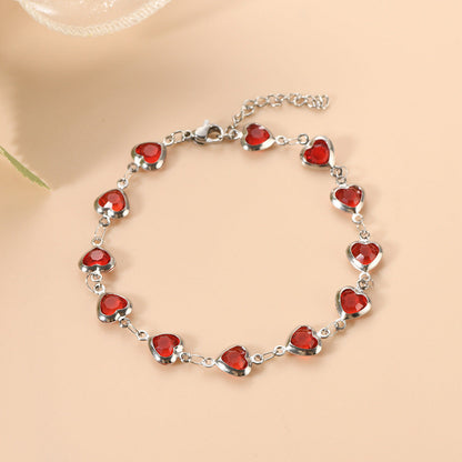 Heart-Accent Chain Bracelet with Elegant Linked Design