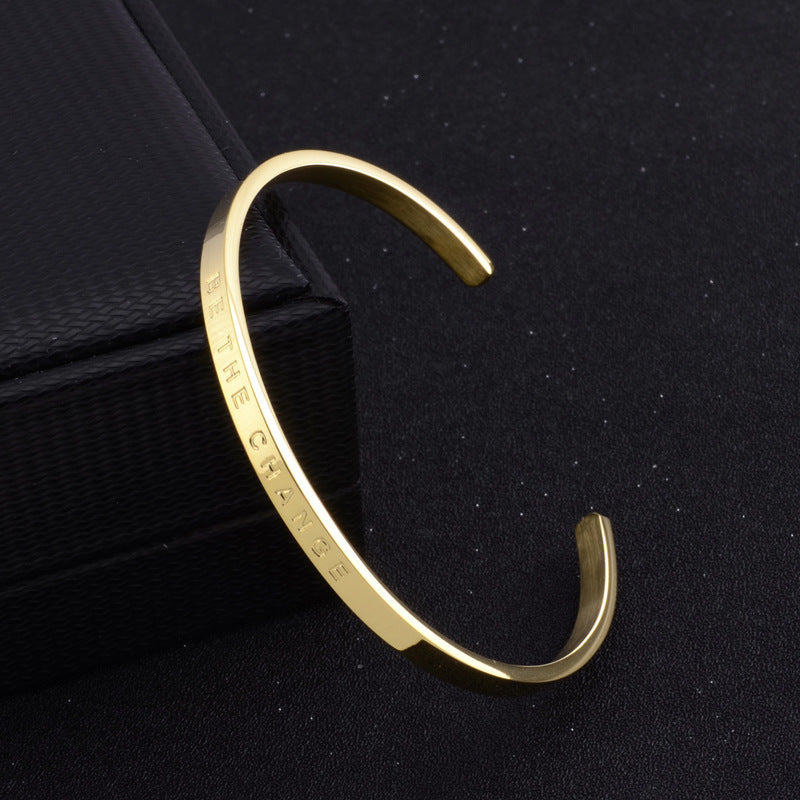 Engraved Open Cuff Bracelet with Inspirational Message