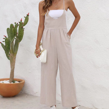 Chic Linen Blend Elizabeth Ainsley Casual Jumpsuit