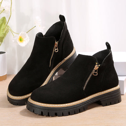 Elizabeth Ainsley Suede Ankle Boots - Side Zipper Comfort
