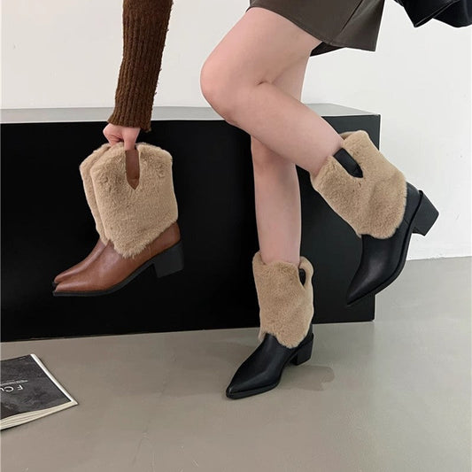 Elizabeth Ainsley Velvet Thermal Booties - Pointed Toe