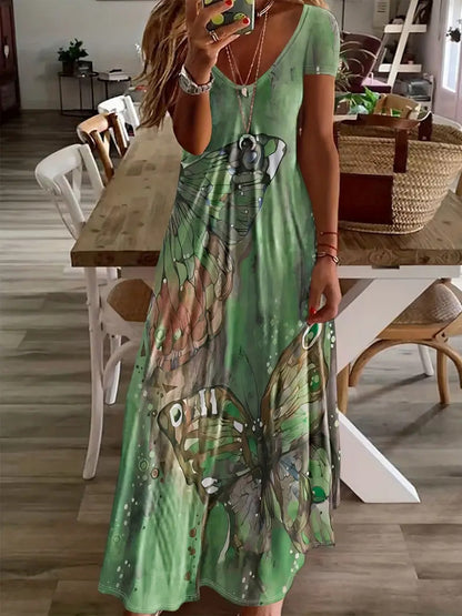 Bohemian Butterfly Print Elizabeth Ainsley Maxi Dress