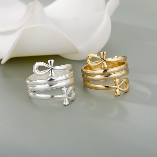 Regal Pharaoh Wrap Ring in Gold or Silver Finish