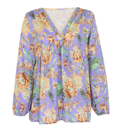 Vibrant Floral Elizabeth Ainsley Long Sleeve Blouse