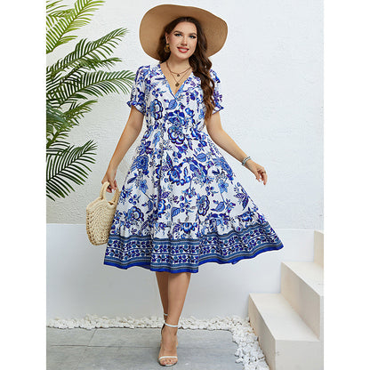 Floral V-Neck Midi Dress by Elizabeth Ainsley