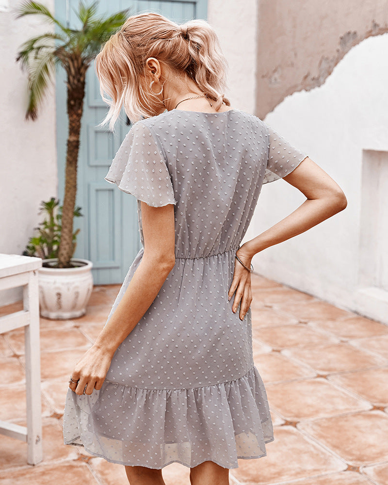 Chic Ruffle Grey Dress by Elizabeth Ainsley