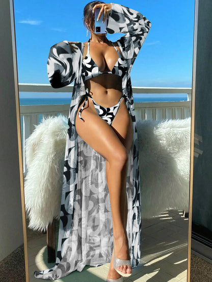 Vibrant Floral Elizabeth Ainsley Long Sleeve Bikini Set