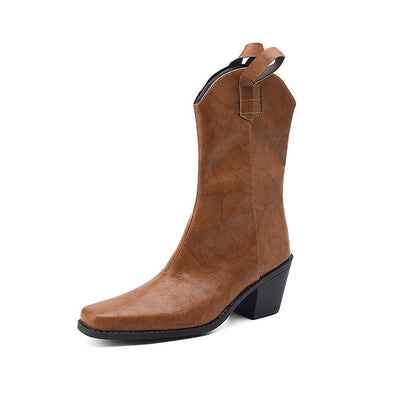 Elizabeth Ainsley Square-Toe Boots - Chunky Heel Comfort