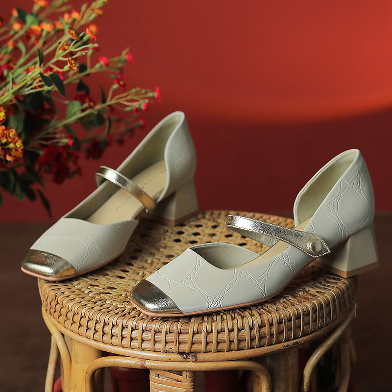 Retro Buckle Elizabeth Ainsley Mid Heel High Heels