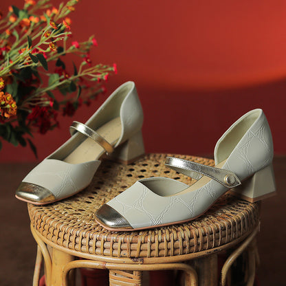 Retro Buckle Elizabeth Ainsley Mid Heel High Heels