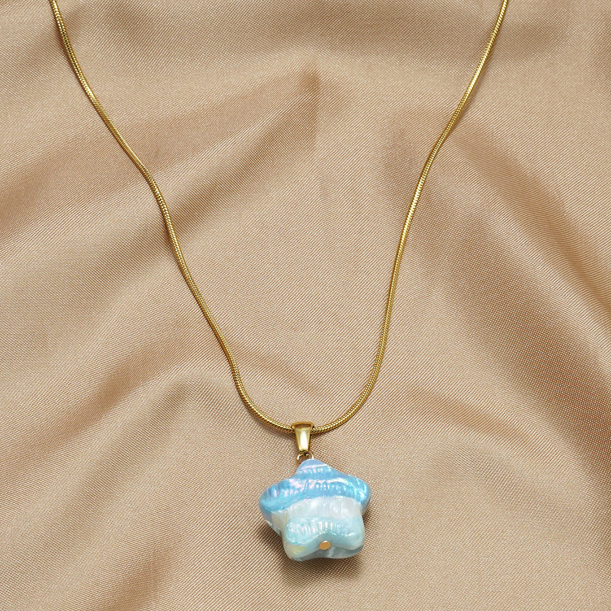 Star Pendant Necklace & Matching Hoop Earrings Set