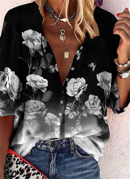 Floral Button-Up Elizabeth Ainsley Short Sleeve Shirt