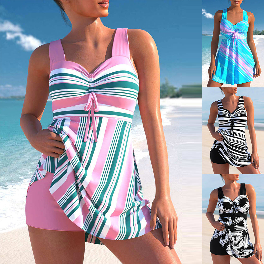 Striped High Waist Bikini Set by Elizabeth Ainsley