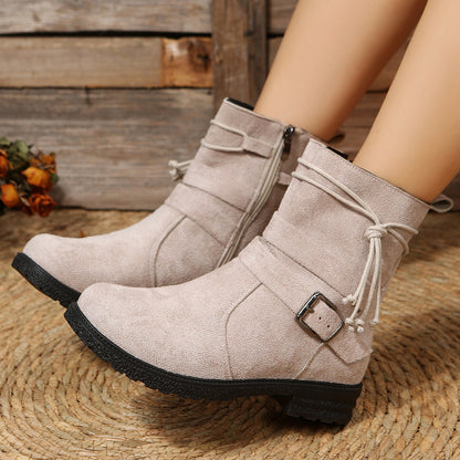 Elizabeth Ainsley Short Boots - Side Zipper, Low Heel