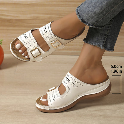 Retro Buckle Platform Sandals Elizabeth Ainsley