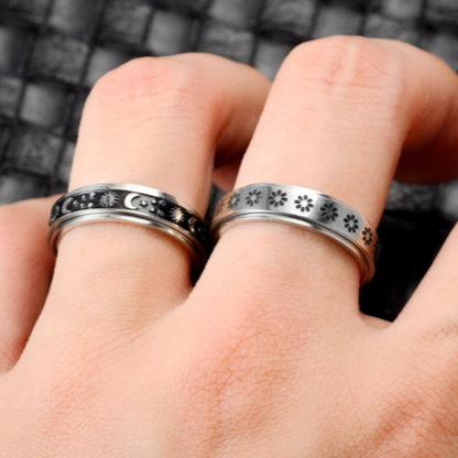 Minimalist Stainless Steel Band Ring – Engraved & Polished Finish