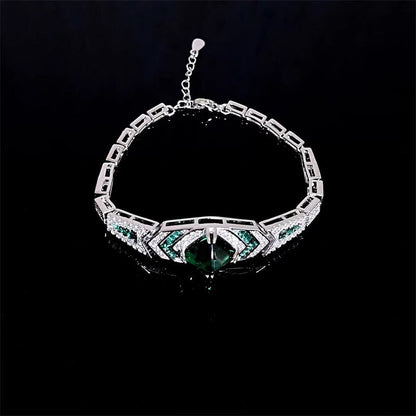 Geometric Stone Accent Bracelet with Vintage-Inspired Design
