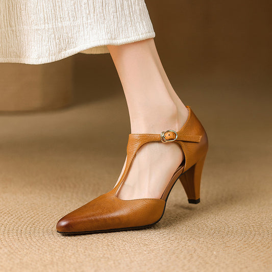 Retro T-Strap High Heel Sandals by Elizabeth Ainsley