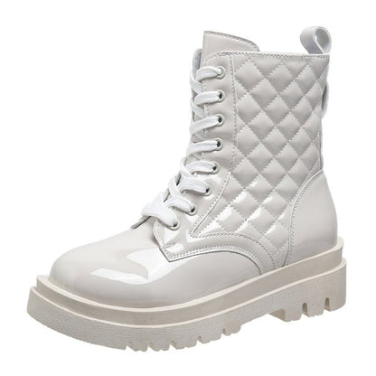 Elizabeth Ainsley Quilted Platform Boots - Thick Heel