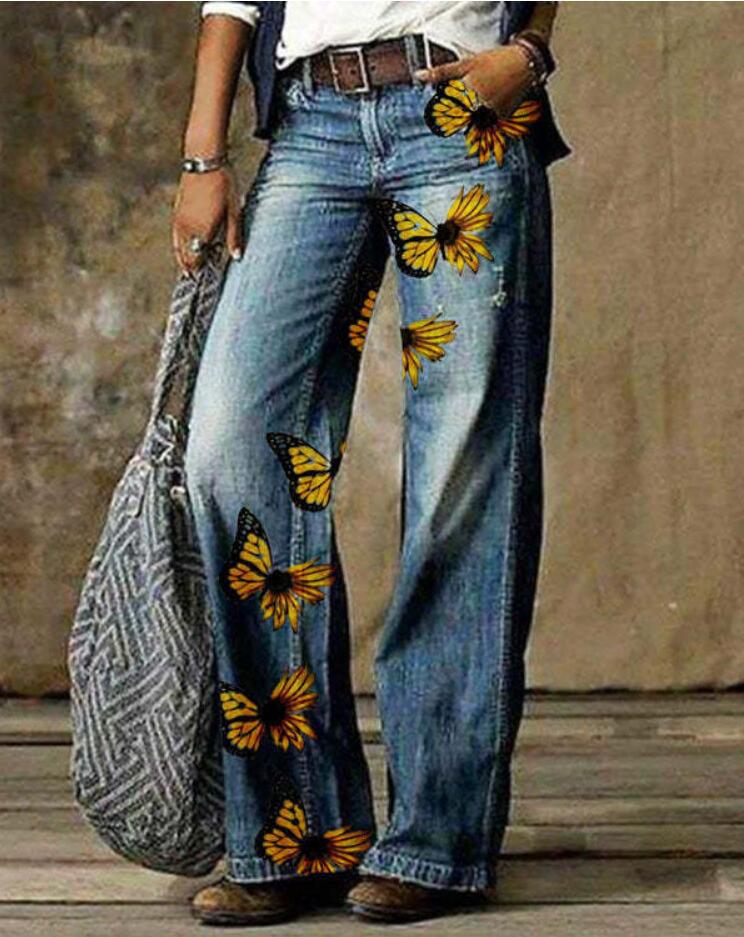 Artistic Floral Wide Leg Pants by Elizabeth Ainsley