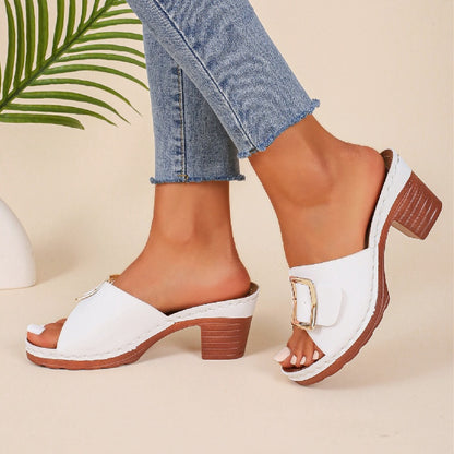 Chic Buckle High Heel Sandals by Elizabeth Ainsley