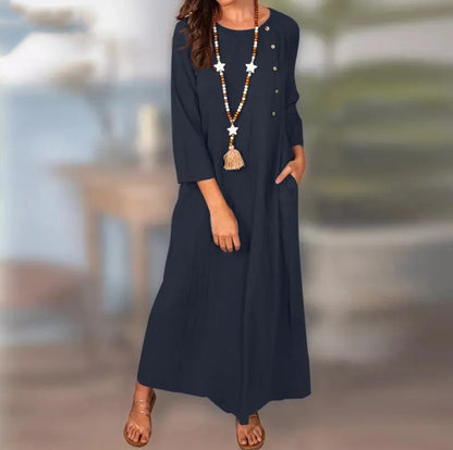 Vintage Linen Long Sleeve Dress by Elizabeth Ainsley