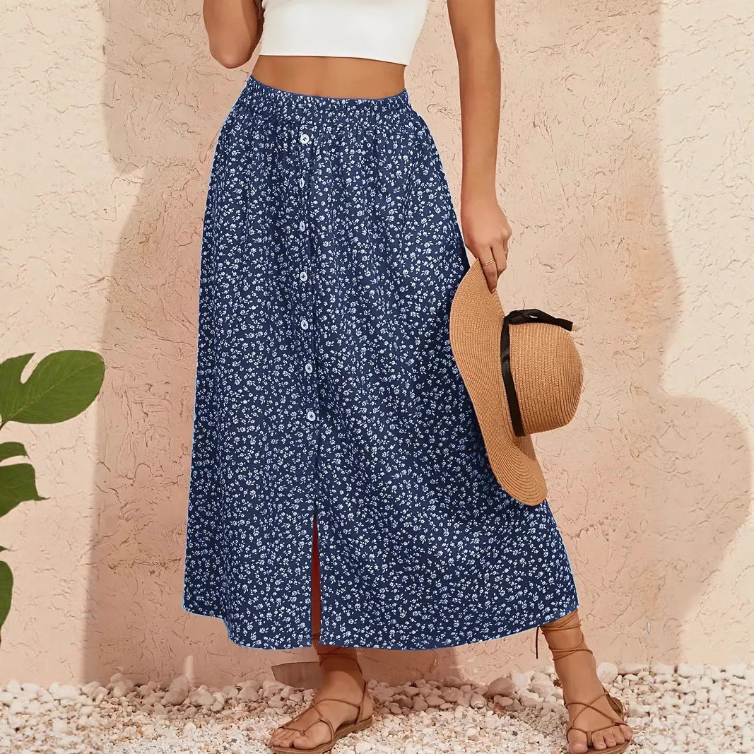Pastoral Floral A-Line Skirt by Elizabeth Ainsley