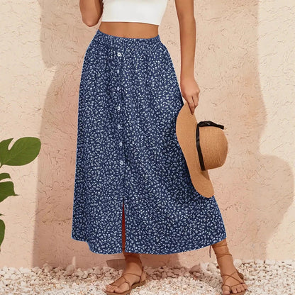 Pastoral Floral A-Line Skirt by Elizabeth Ainsley