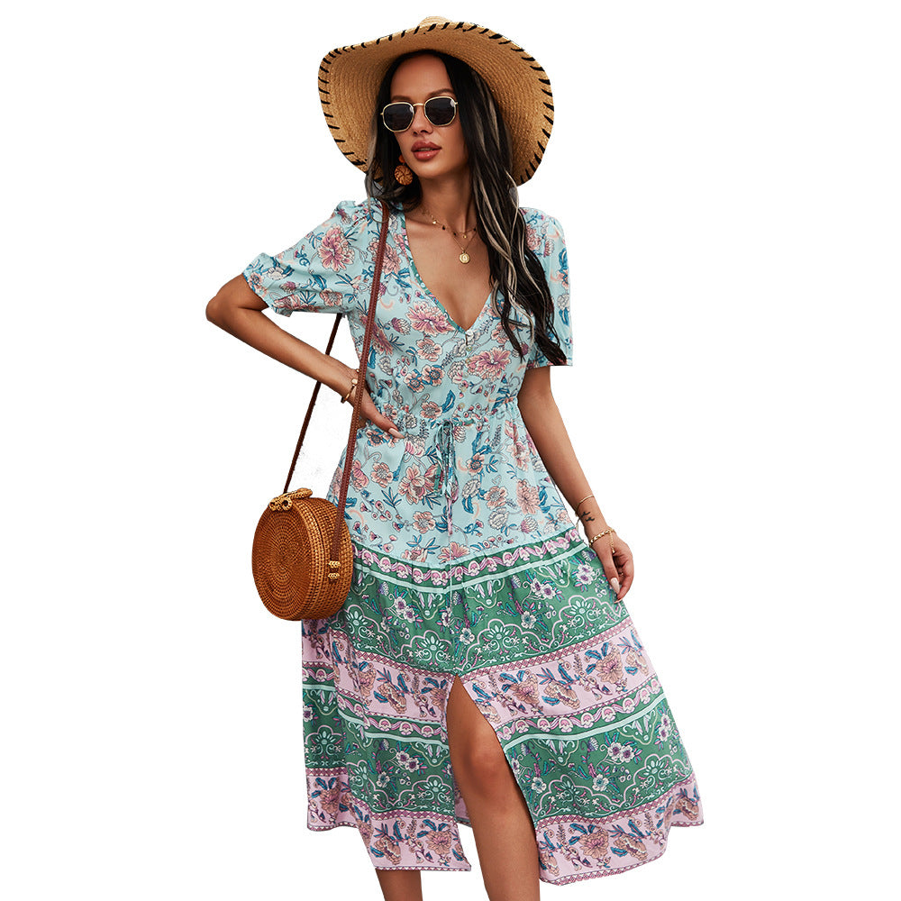 Boho Floral Printed Dress Elizabeth Ainsley Summer Style
