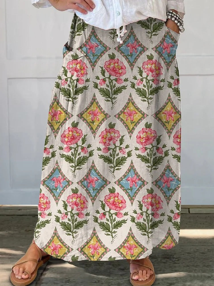 Retro Floral Elizabeth Ainsley Everyday Pocket Skirt