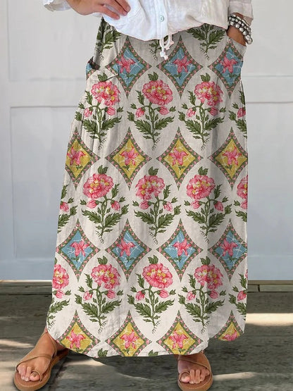 Retro Floral Elizabeth Ainsley Everyday Pocket Skirt